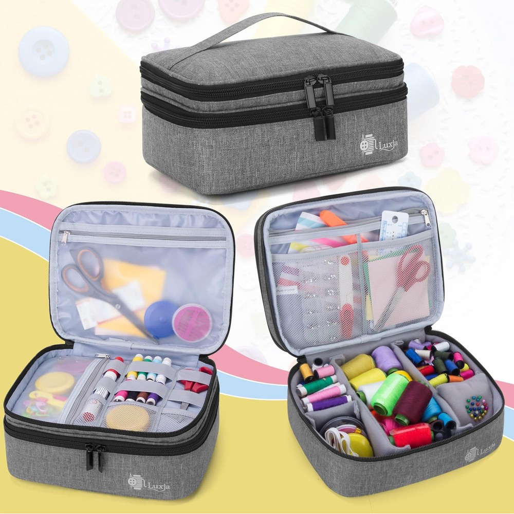 Double-Layer Sewing Supplies Organizer, Sewing Organizer for Needles, Thread,...