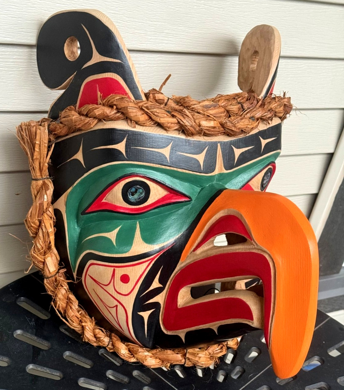 Northwest Coast Native Art Huge Thunder Bird mask carving