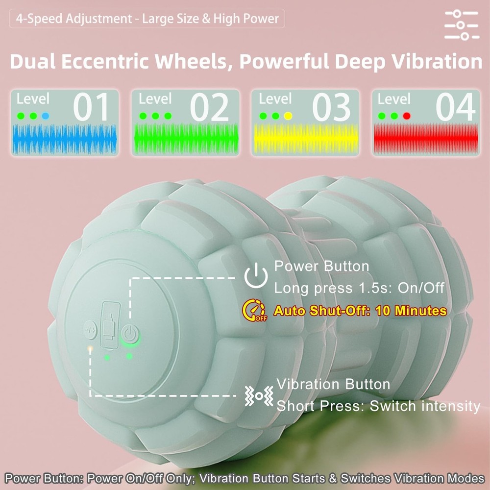 Vibrating Peanut Massage Ball - Silicone Trigger Point Roller for Back, Neck,...