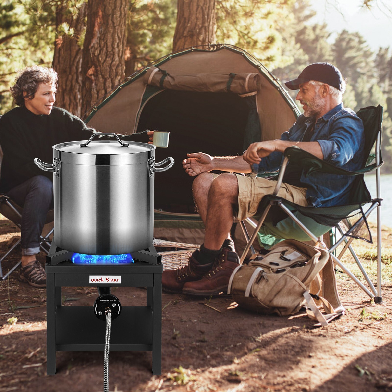 Single Propane Burner Commercial Grade Burner Heavy Duty Stand - 260000 BTU