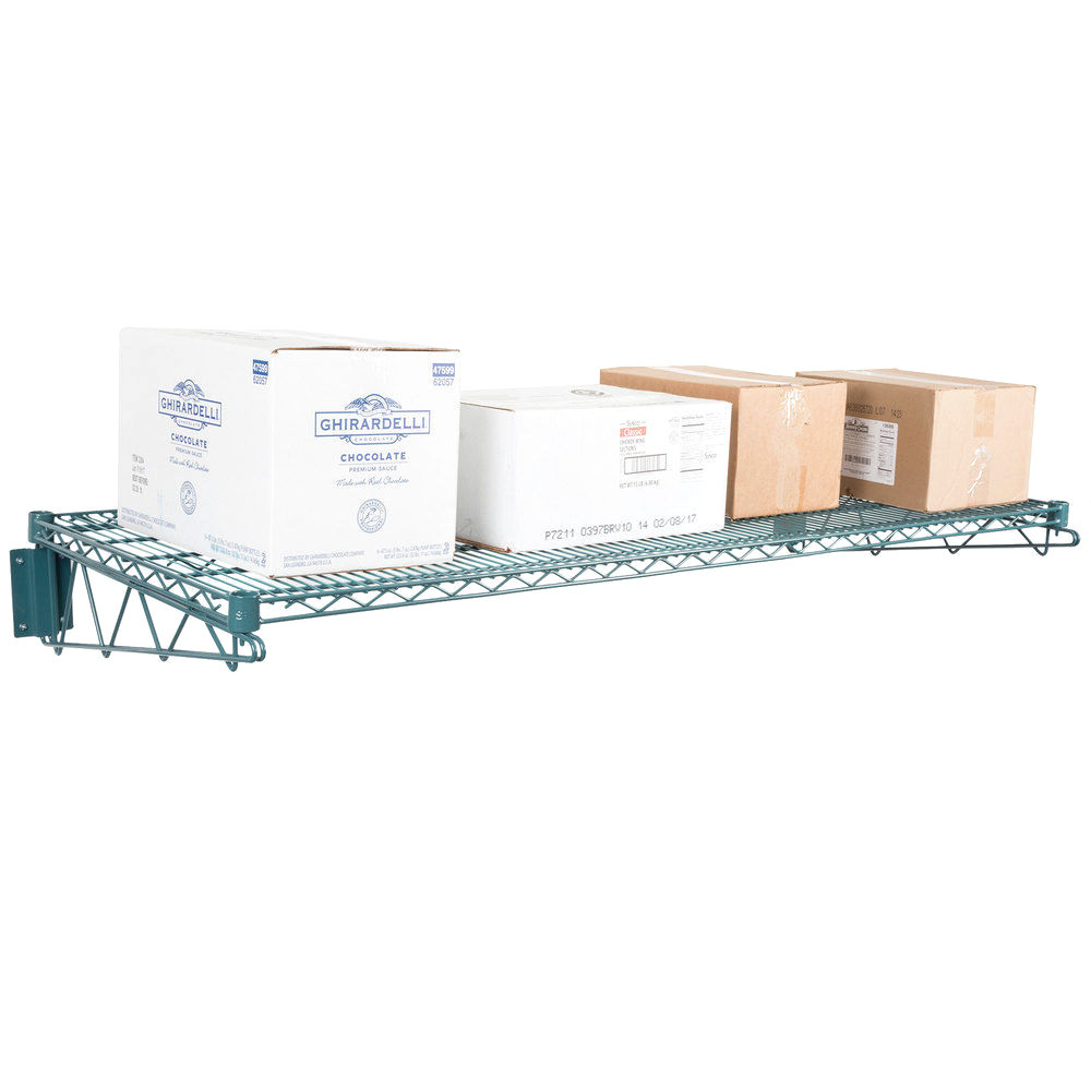 24" x 60" Wall Mount Green Epoxy Wire Shelf Rack Commercial Restaurant Pot NSF