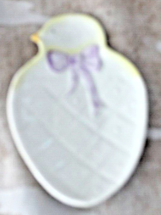 Belleek Dish Chick With Lavender Bow