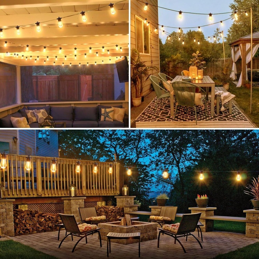 Vintage S14 LED String Lights 54ft Shatterproof IP65 Warm White Connectable