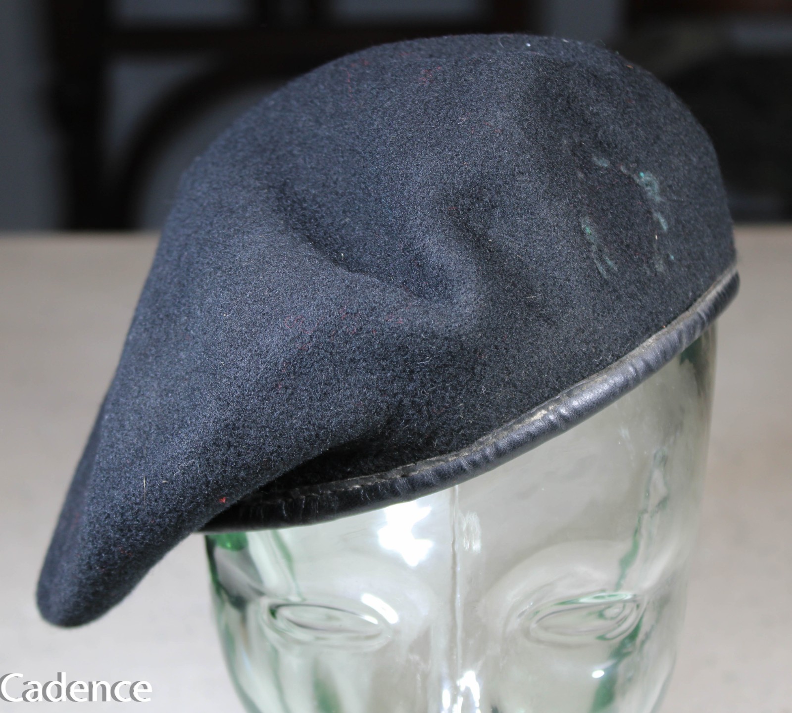 US Vietnam Black Ranger Beret Canadian Made Dated 1952 Huge 7 1/2 Worn S931