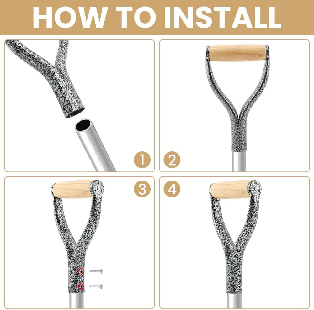 Shovel D Grip Handle, 32Mm Inner Diameter Metal Shovel Replacement Handle with W