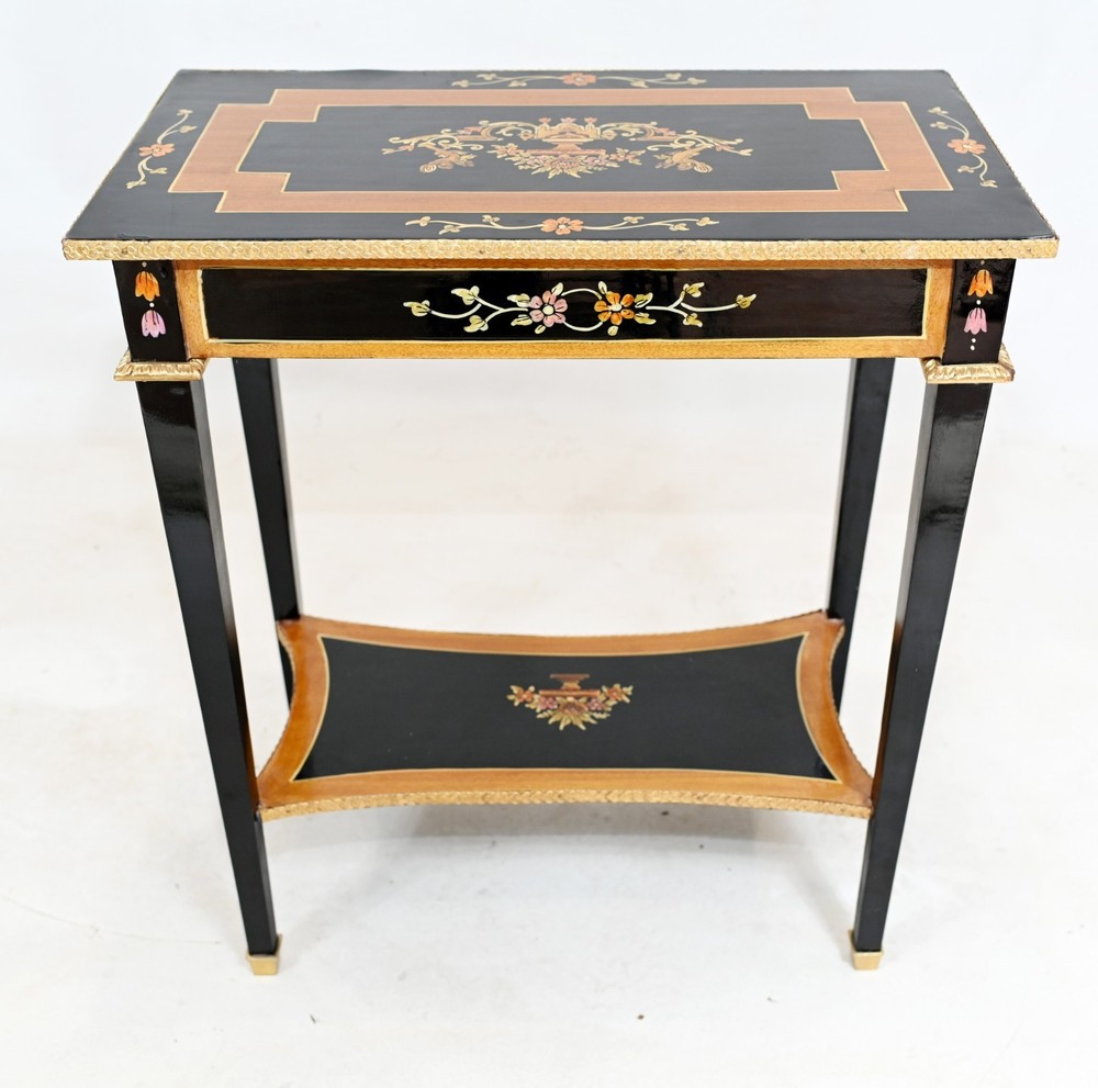 Pair French Side Tables Painted Lacquer Occasional