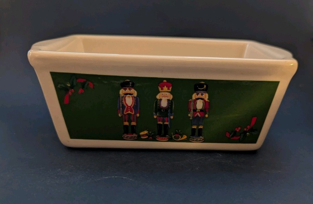 Small 6" Ceramic Pan Loaf By Nantucket With Nutcracker Design
