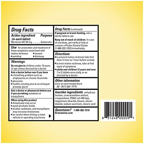 Dramamine Chewable Less Drowsy, Motion Assorted Sizes , Pattern Names