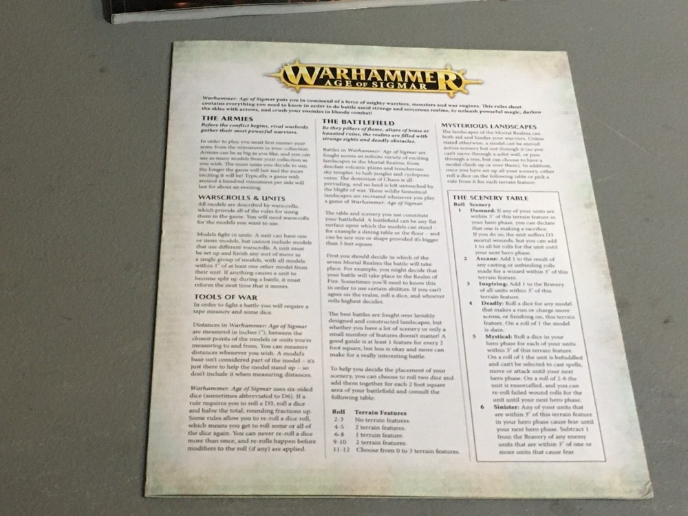BOOK WARHAMMER AOS SIGMAR BOOKLET START HERE & DOMINION + REFERENCE SOFTBACK USE