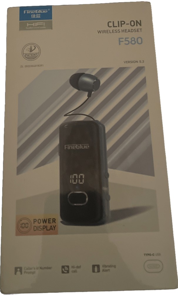 Earphone Earpiece Rechargeable Auto Pairing LED Display Noise Reduction Single