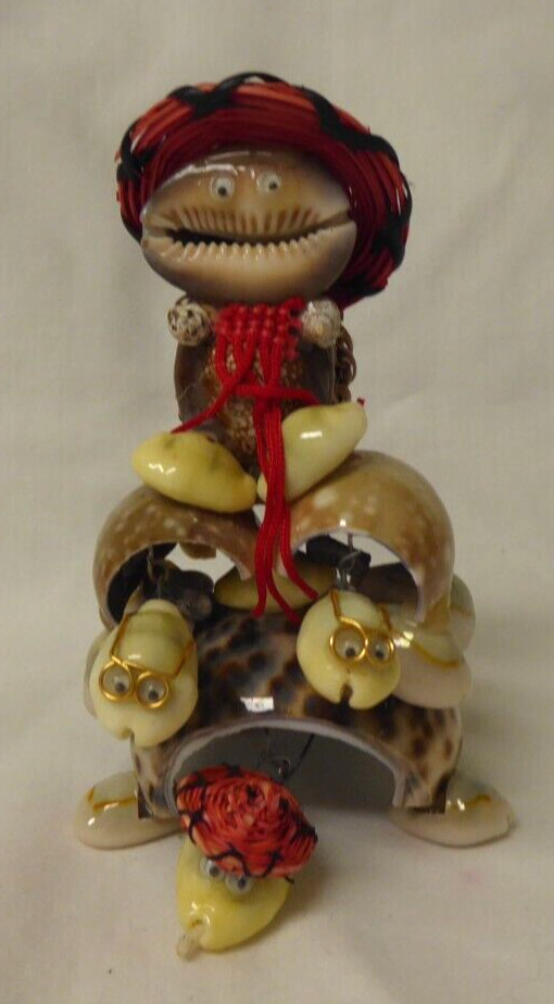 SEASHELL ART BOBBLEHEAD STACKED TURTLES TIKI BAR
