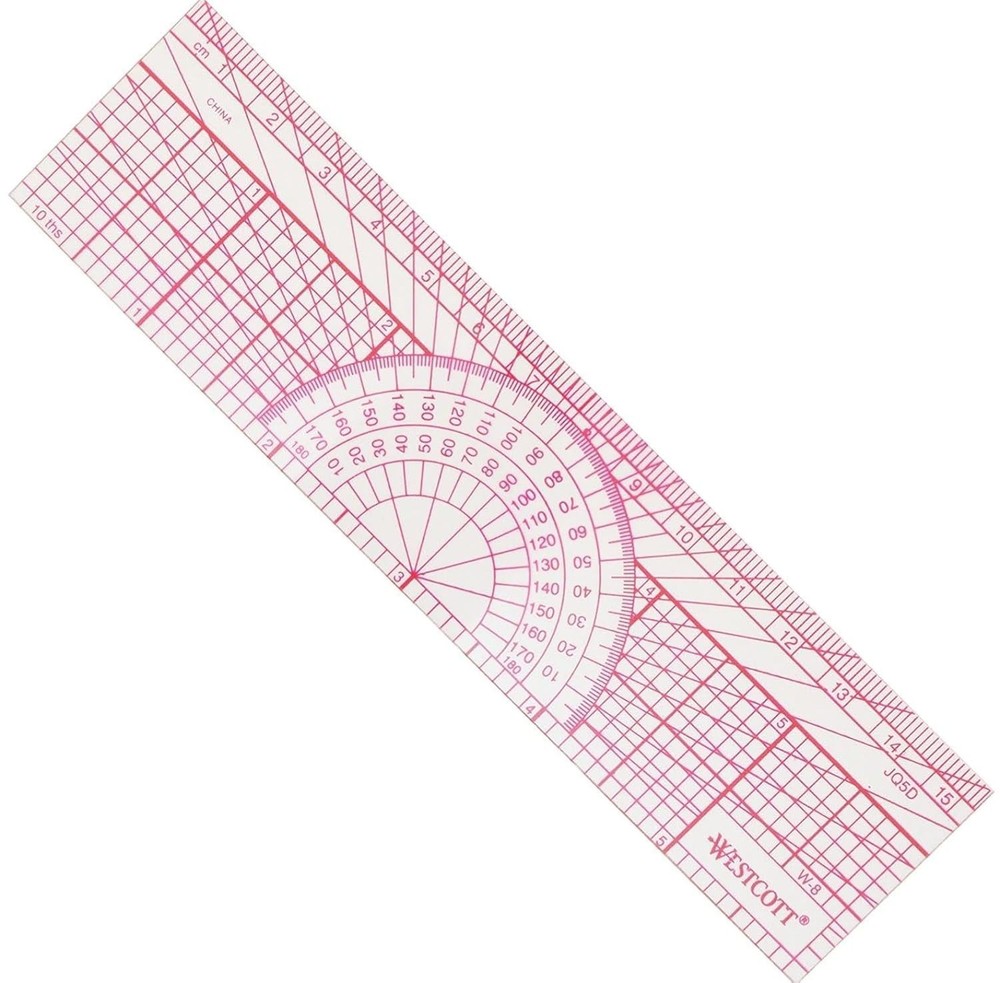 Protractor Ruler, 6", 15Cm, Transparent (W-5)