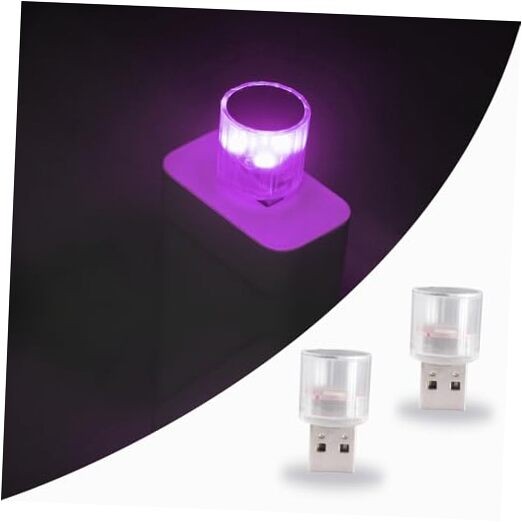 USB LED Car Interior Atmosphere Lamp, 2 Pcs Universal Mini Decoration Light