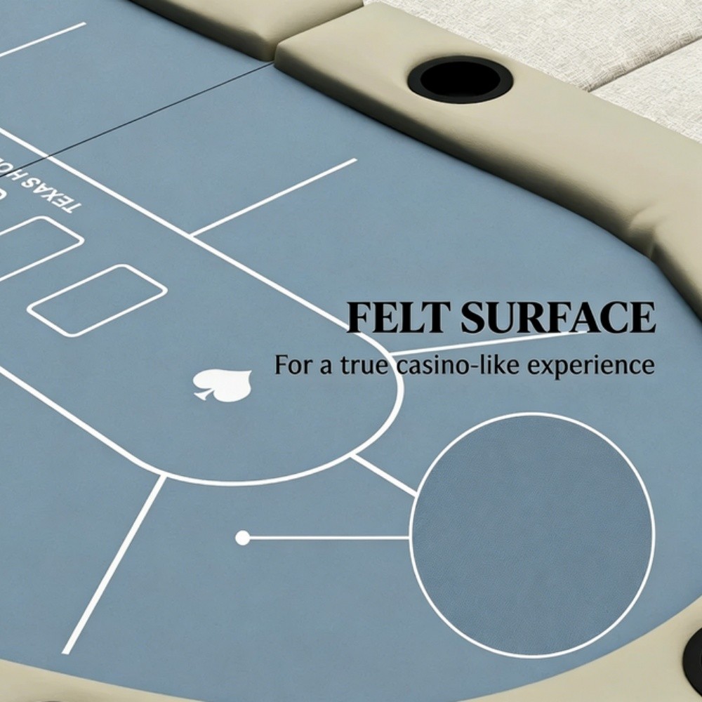 Poker Table 70" Extra-large Oval Foldable Game Table for Eight Players