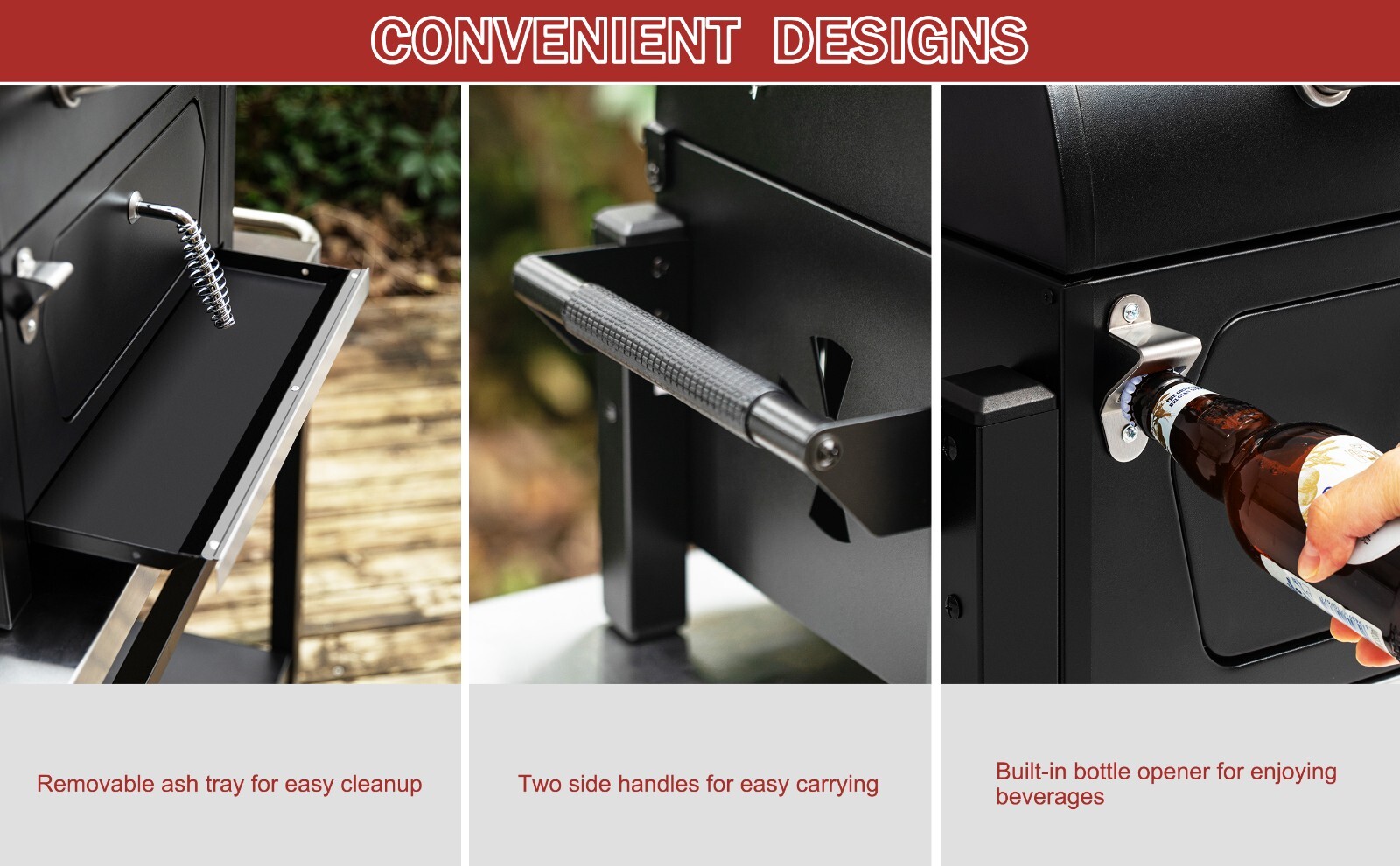 Royal Gourmet Portable Charcoal Grill w/ Side Handle Outdoor Tabletop BBQ Cooker