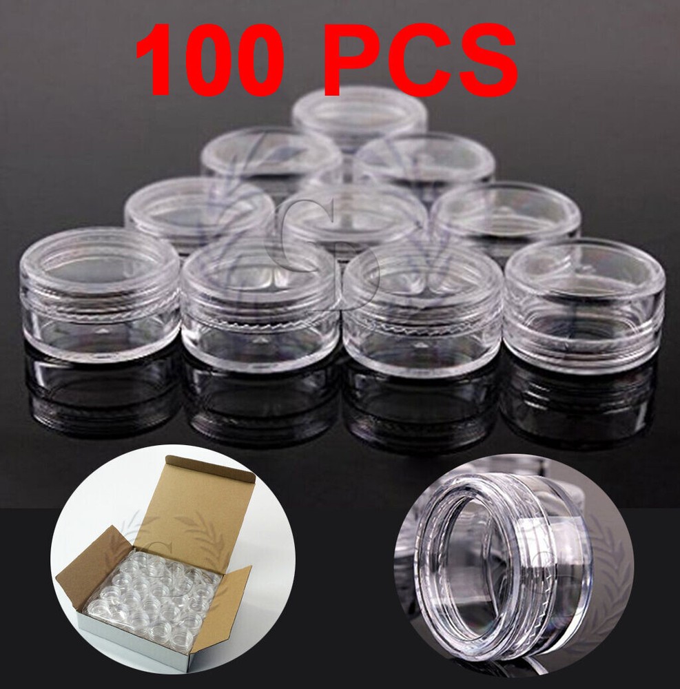 100 Pack Jars High Quality 5 Gram/ML Plastic empty sample Container Cosmetic