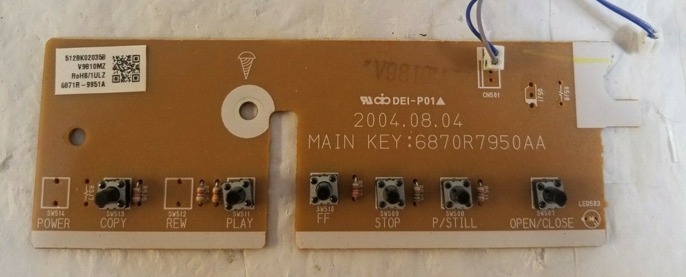 ZENITH ZDX-313 VCR & DVD Player FUNCTION BUTTON PCB BOARD Working