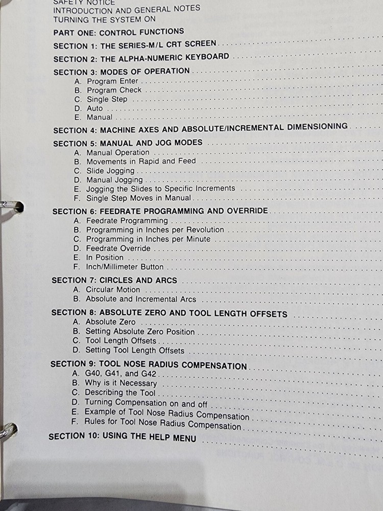 Anilam Crusader Series M/L Programming Manual