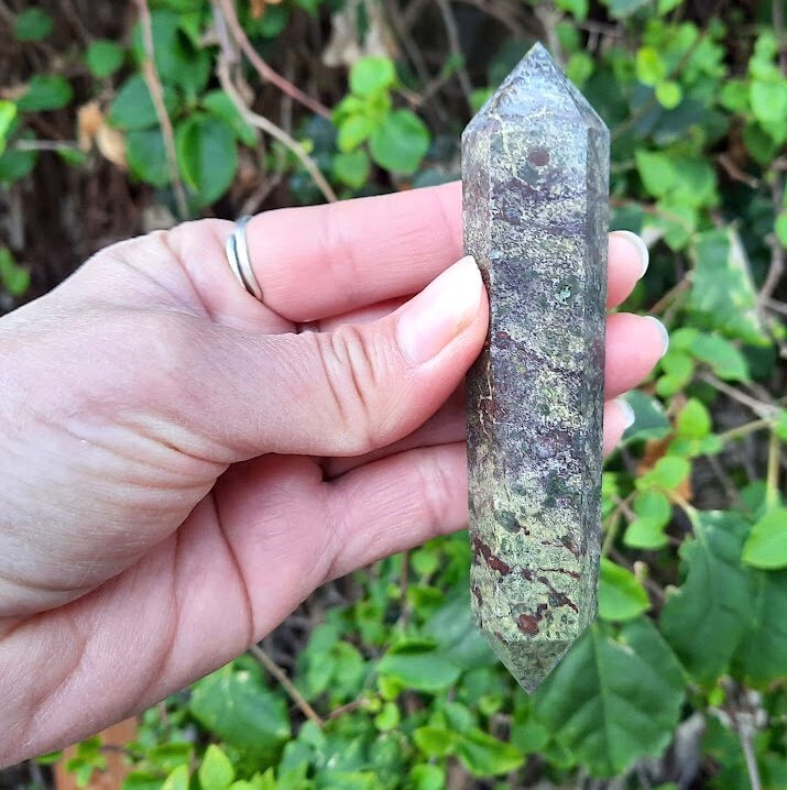 Dragonstone Double Terminated Wand & Heart Bundle, Courage, Strength, Creativity