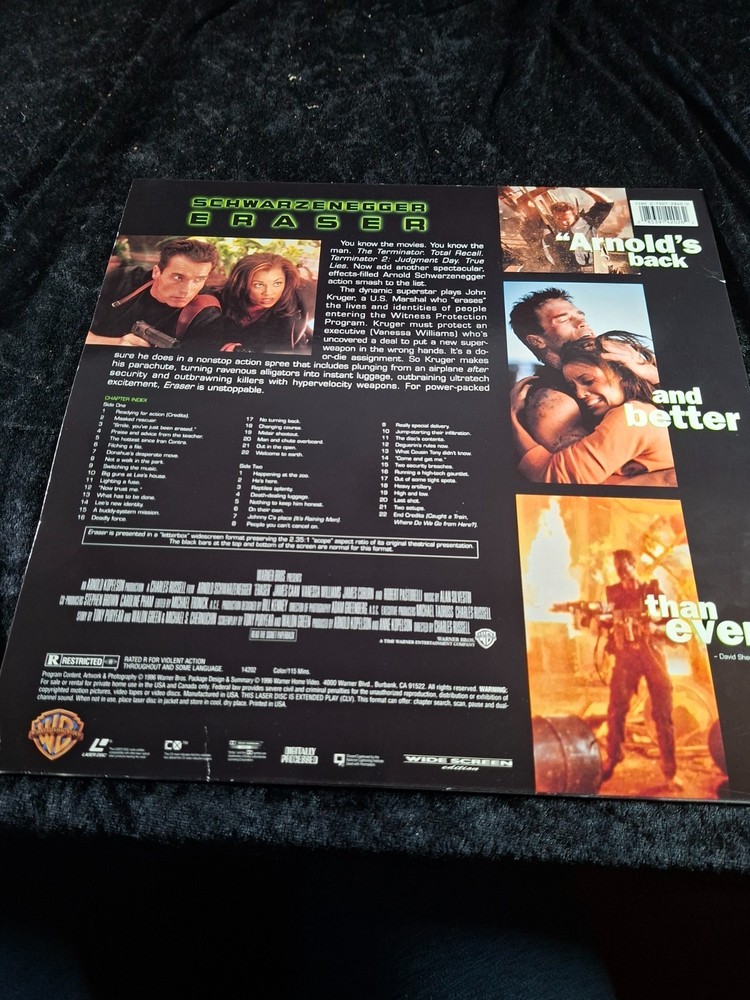 Eraser Widescreen Edition Laserdisc Arnold Schwarzenegger