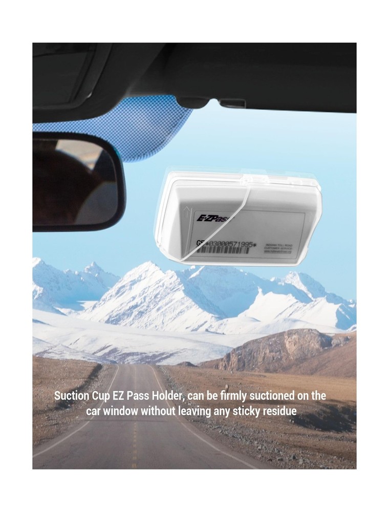 EZ Pass Holder For Windshield - w/ 2 Suction Cups, Clear - 1 Pack