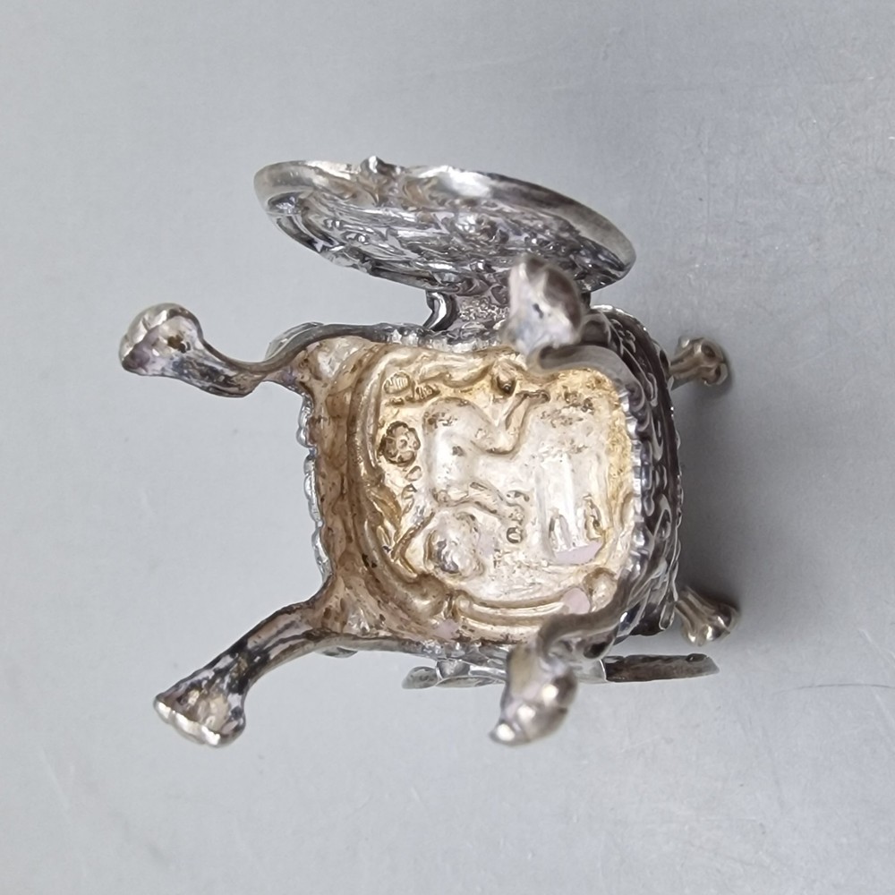 Vintage Solid Silver Miniature Dollhouse Table & Two Cherub Chairs