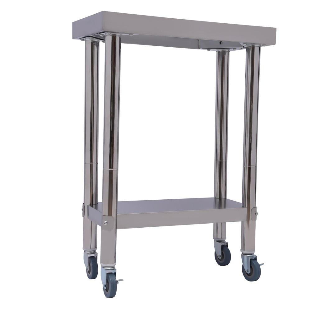 Commercial Stainless Steel Work Table w/ Undershelf+Wheels Shelf Prep Table