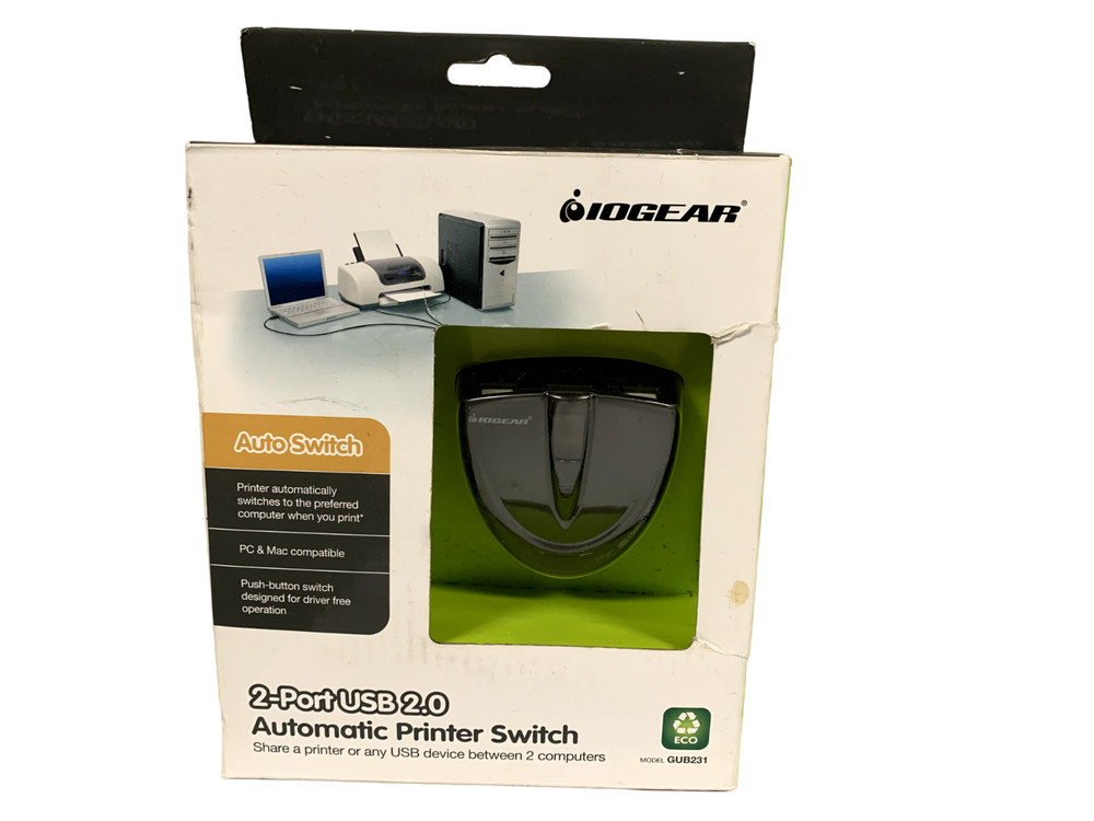 IOGear (GUB231) 2-Ports External USB 2.0 Automatic Printer Switch New