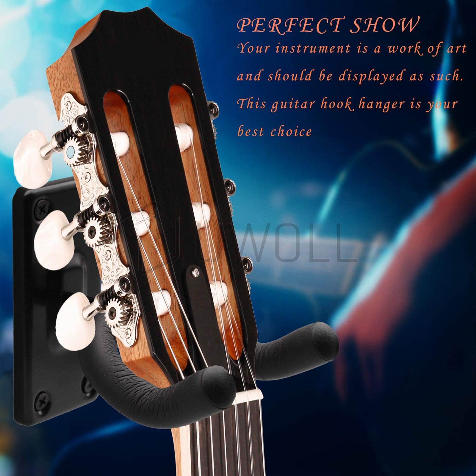 2 Universal Guitar Hangers Wall Mount Adjustable Hook Holder Instrument Display