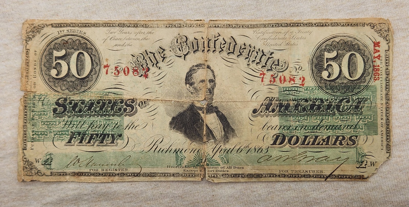 WPCoins ~ 1863 $50 Confederate Note T-57