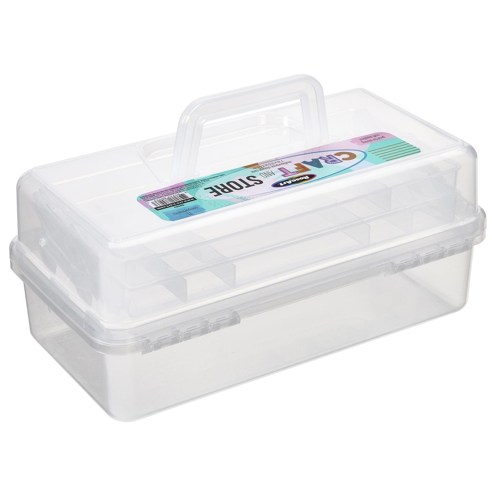 Multi-Layer Plastic Dividing Craft Storage - Portable Handled Art Supply Orga...