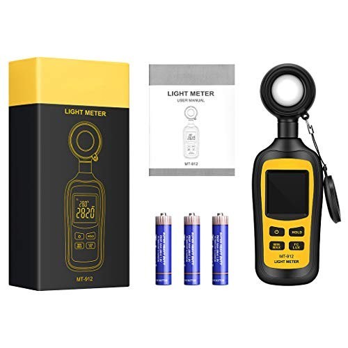 Digital Light Meter - Handheld Illuminance & Ambient Temperature Tester, 200,000