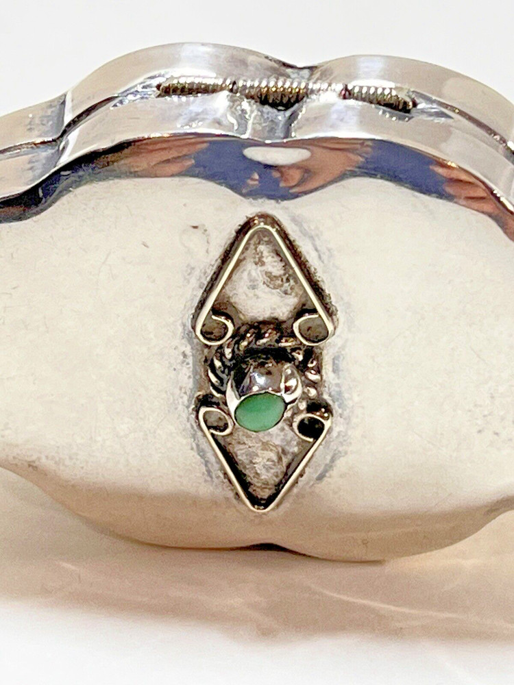 Sterling Silver Pill Box Turquoise Stone 8.5 Gr. No Monogram.
