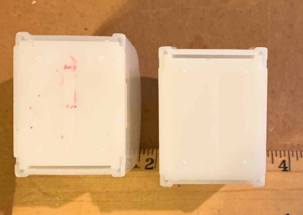 2 Vintage White Plastic Stamp Roll Dispenser Cases- Shaped Like Mailboxes
