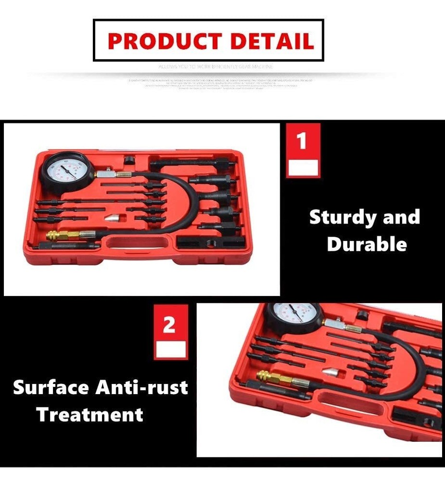 Diesel Engine Cylinder Compression Tester Pressure Diagnostic Test Kit 0-1000PSI