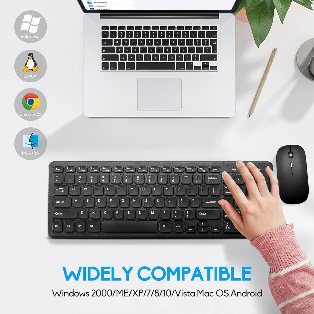 Combo Teclado y mouse Inalambricos para Windows, Android TV Box/Raspberry / PC