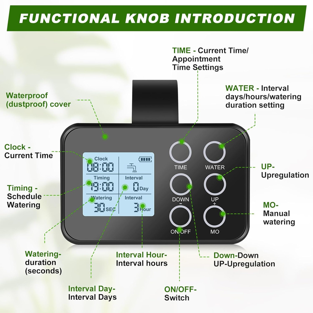 Automatic Plant Waterer Indoor: Drip Irrigation System with Large Display, Easy