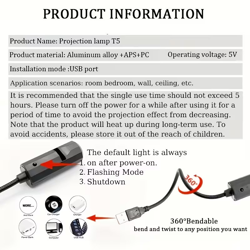 USB Moon Earth Projector Light Ceiling Night Lamp Home Atmosphere Decor Hot USA