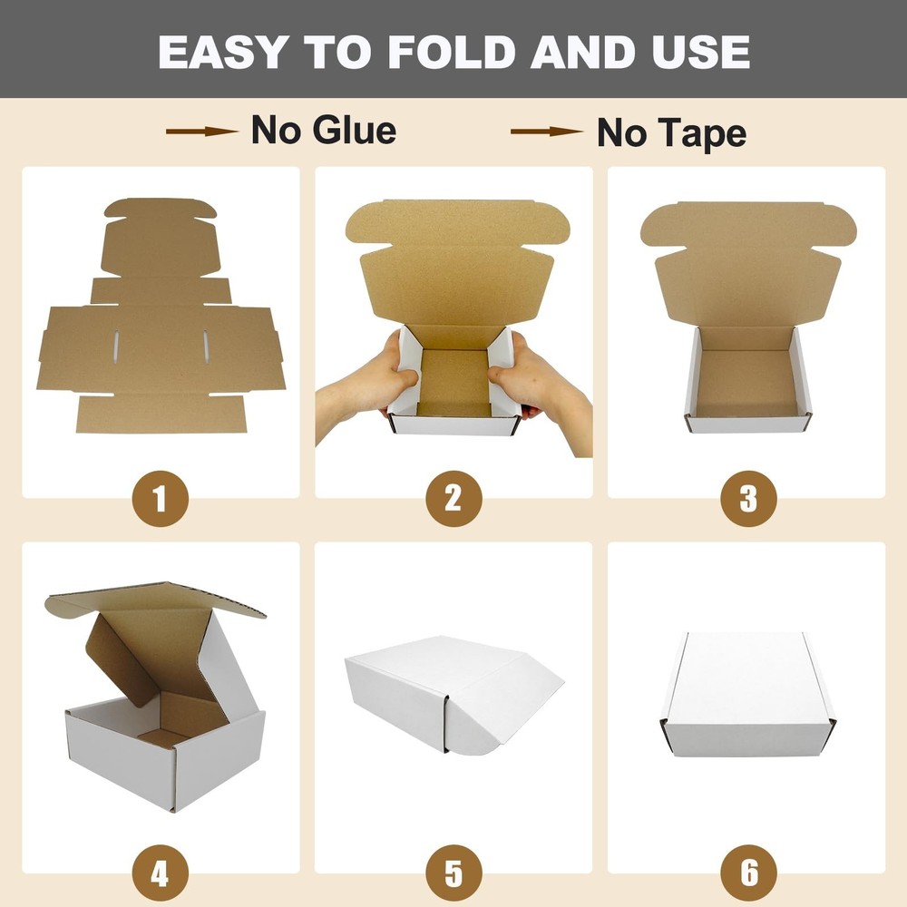 13x11x2" Box, White Shipping Boxes Mailer Flat Mailing Packaging Corrugated C...