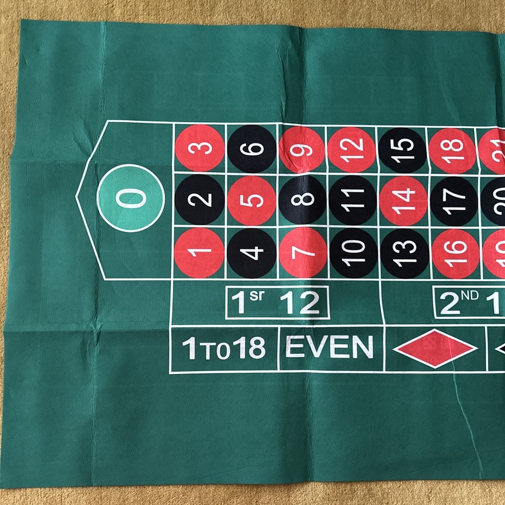 Large Craps & Roulette Table Top Felt Double Sided 70” X 35”