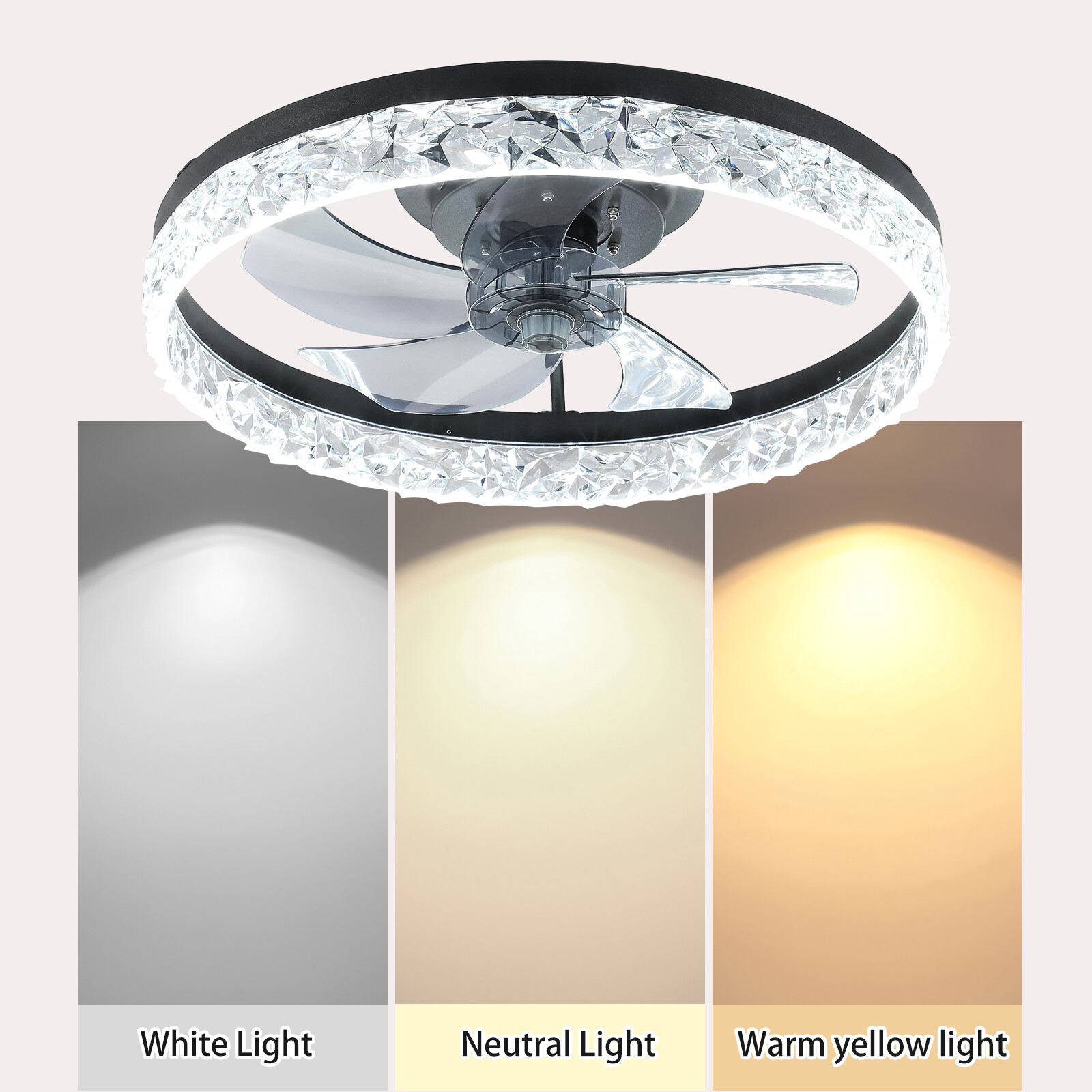 Arlgsite 20" Flush Mount LED Ceiling Fan With Lights Remote & APP Control kit