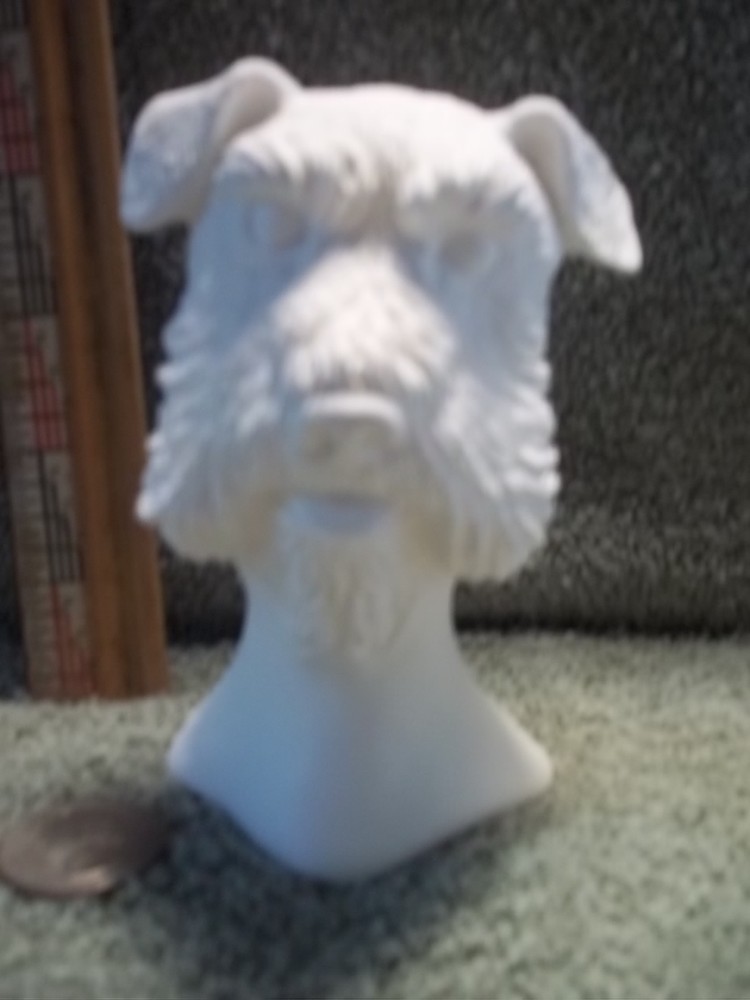 Schnauzer Dog Head Bust Ceramic Bisque U-Paint Ready To Paint