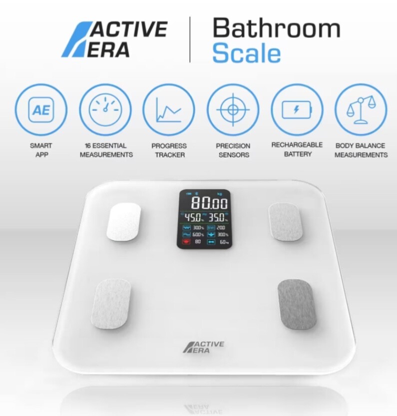 Active Era Smart Bluetooth Body Fat Bathroom Scales iPhone iOS App Android £60