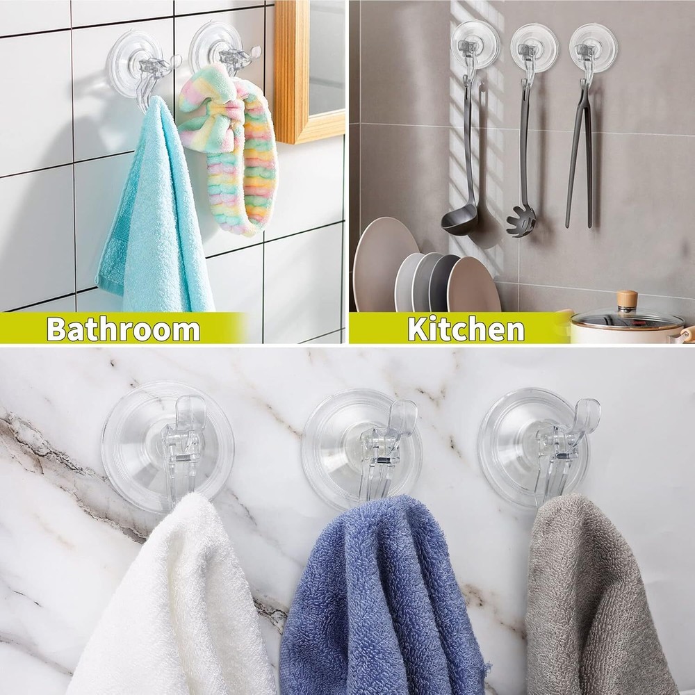 Antimbee 3 Pack Suction Cup Hooks, Clear 3 Pack, Transparent