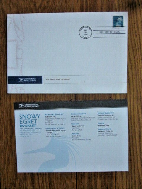 SNOWY EGRET BIRD #3829 2004  FIRST DAY CEREMONY Program