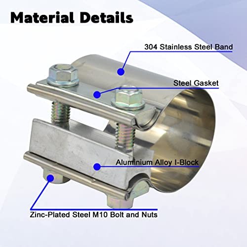 3 inch Exhaust Lap Joint Butt Clamp, Stainless Steel 3" Muffler Band 3 Inch