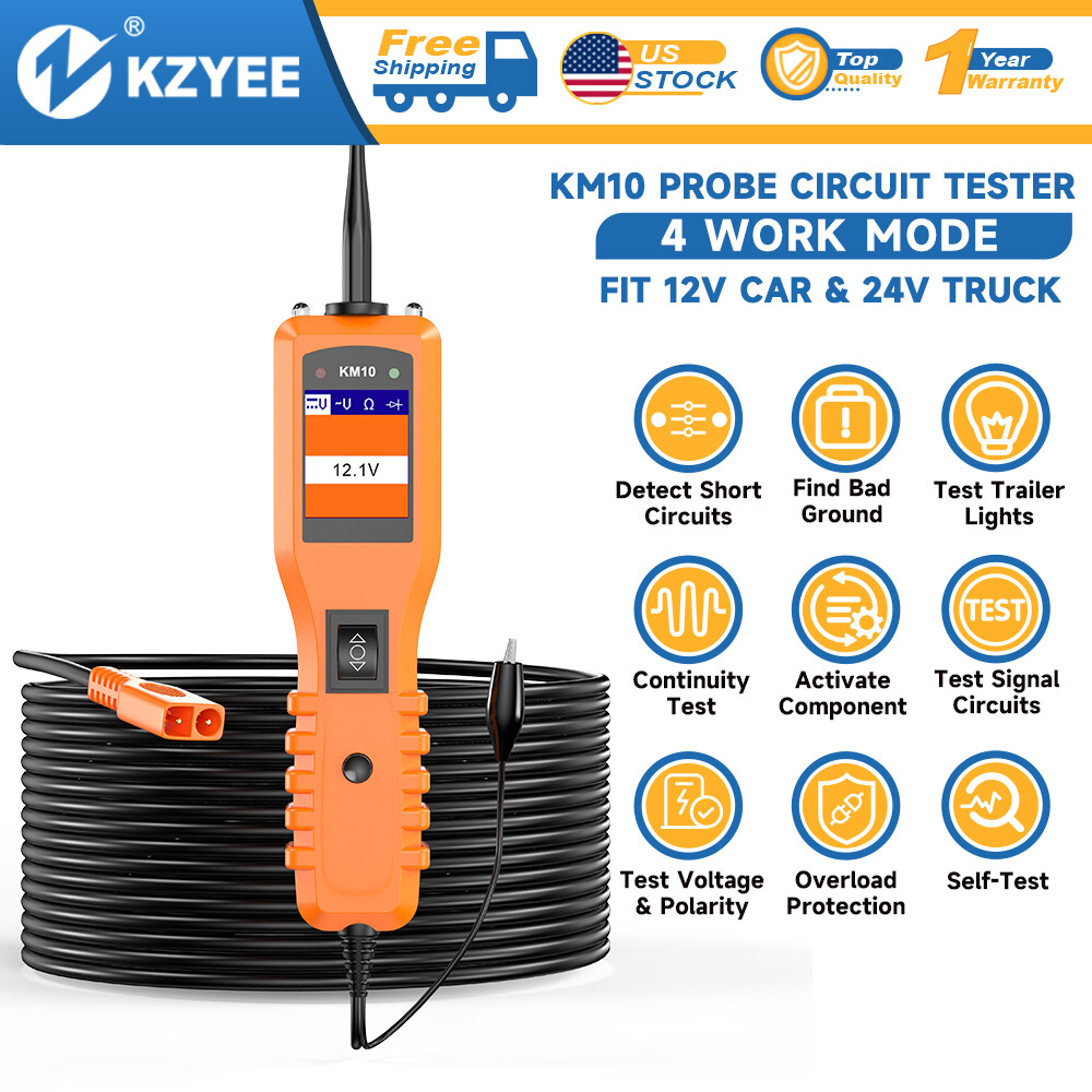 KZYEE KM10 Circuit Tester PowerScan Electrical System Diagnostic Tool 12V & 24V