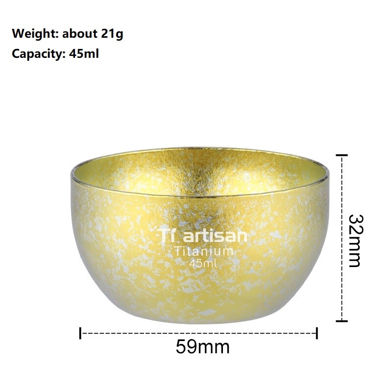 1PC Titanium Double Wall Tea Cup Teacup 45ml Outdoor Camping Tableware Drinkware