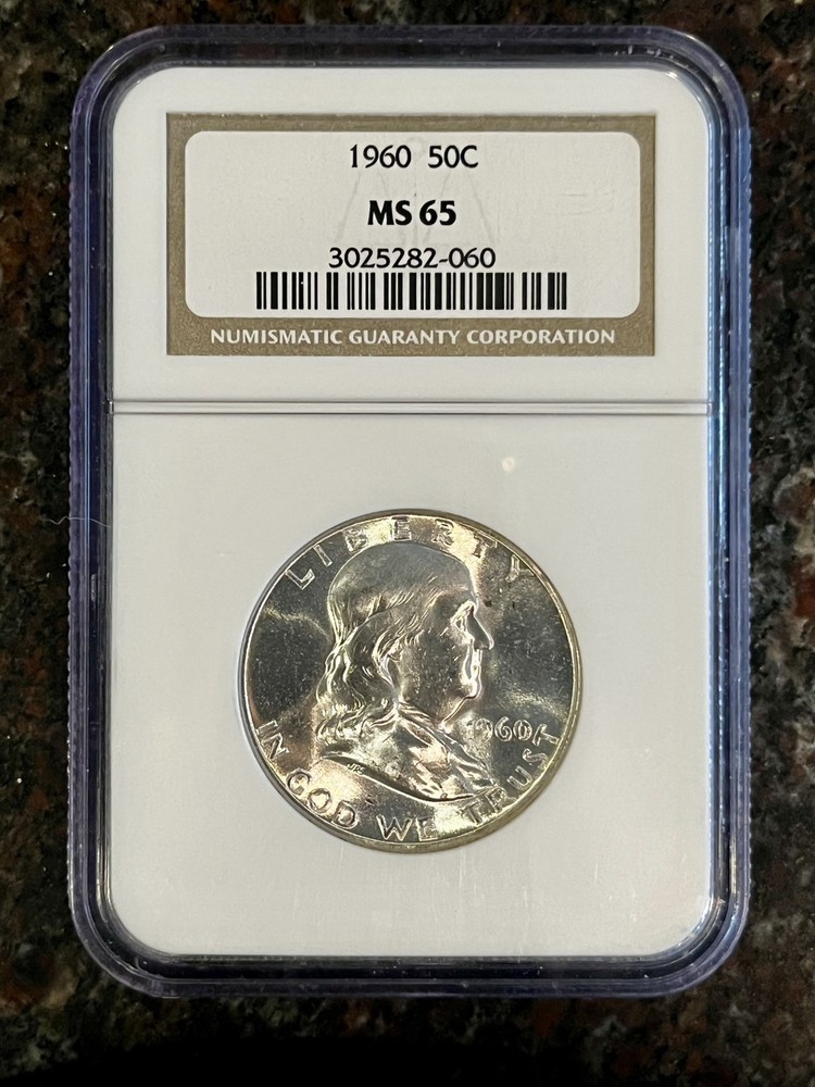 1960 Franklin Half Dollar - NGC MS65 - Kraft Envelope Toned Reverse!