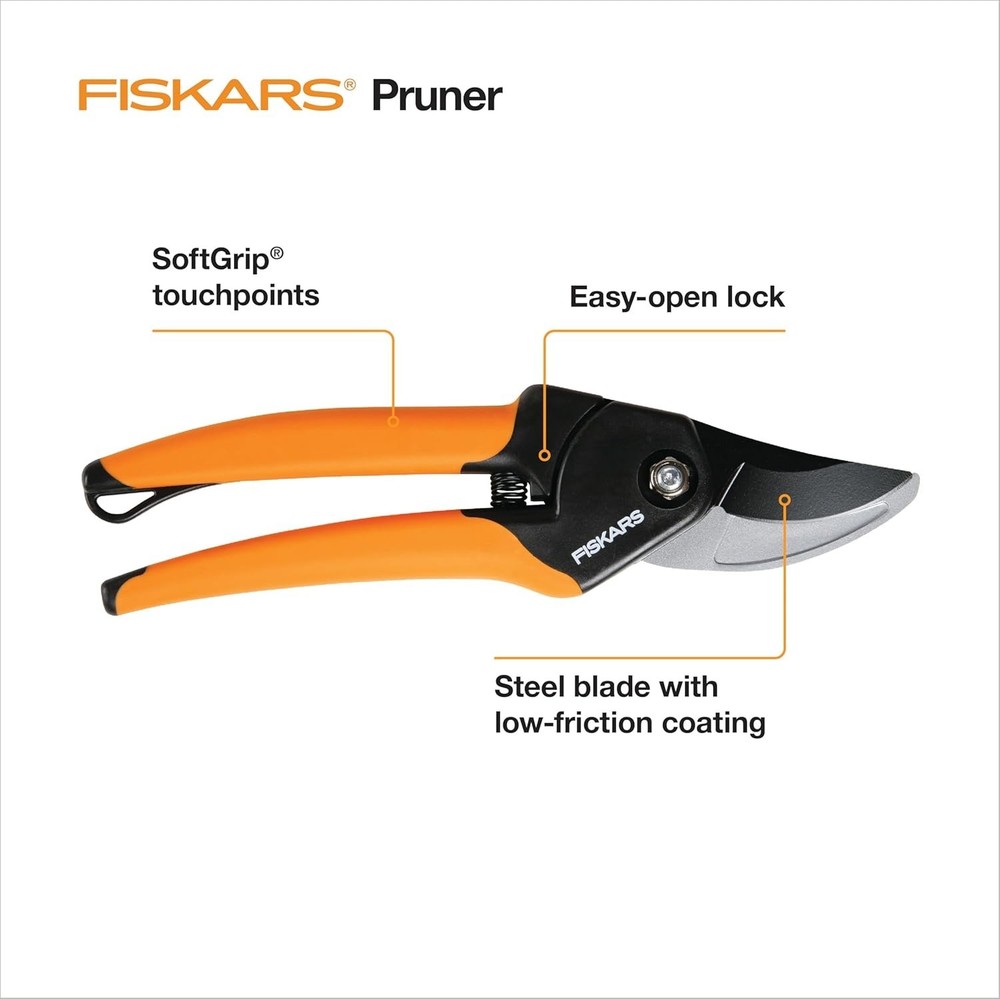 Fiskars Pruning Shears | Bypass Garden Clippers SoftGrip Handle